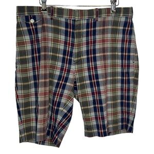 Polo Ralph Lauren Men's 36 Cotton Plaid Flat Front Shorts Madras‎ Preppy Casual